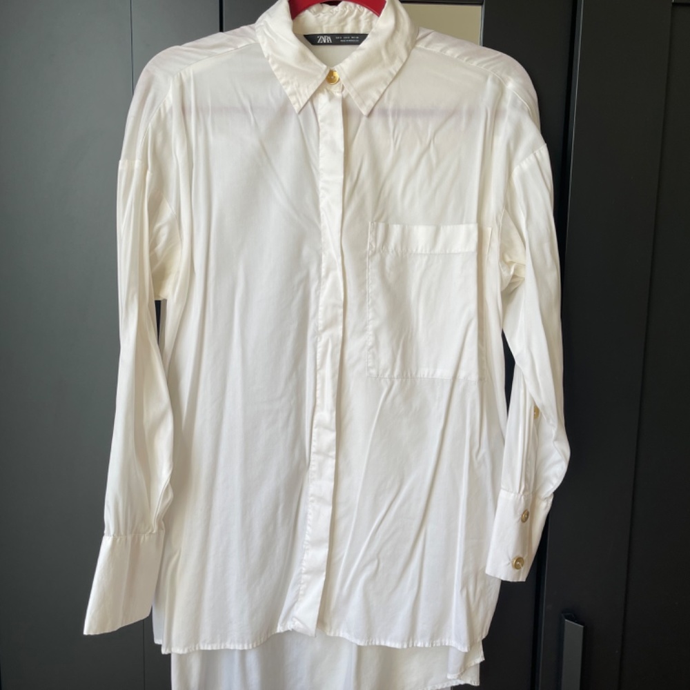 Zara white shirt with gold buttons
